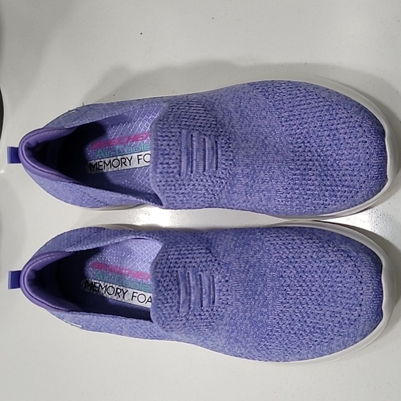 Skechers Periwinkle and White Slip-On Sneakers with Breathable Knit - Picture 2 of 5